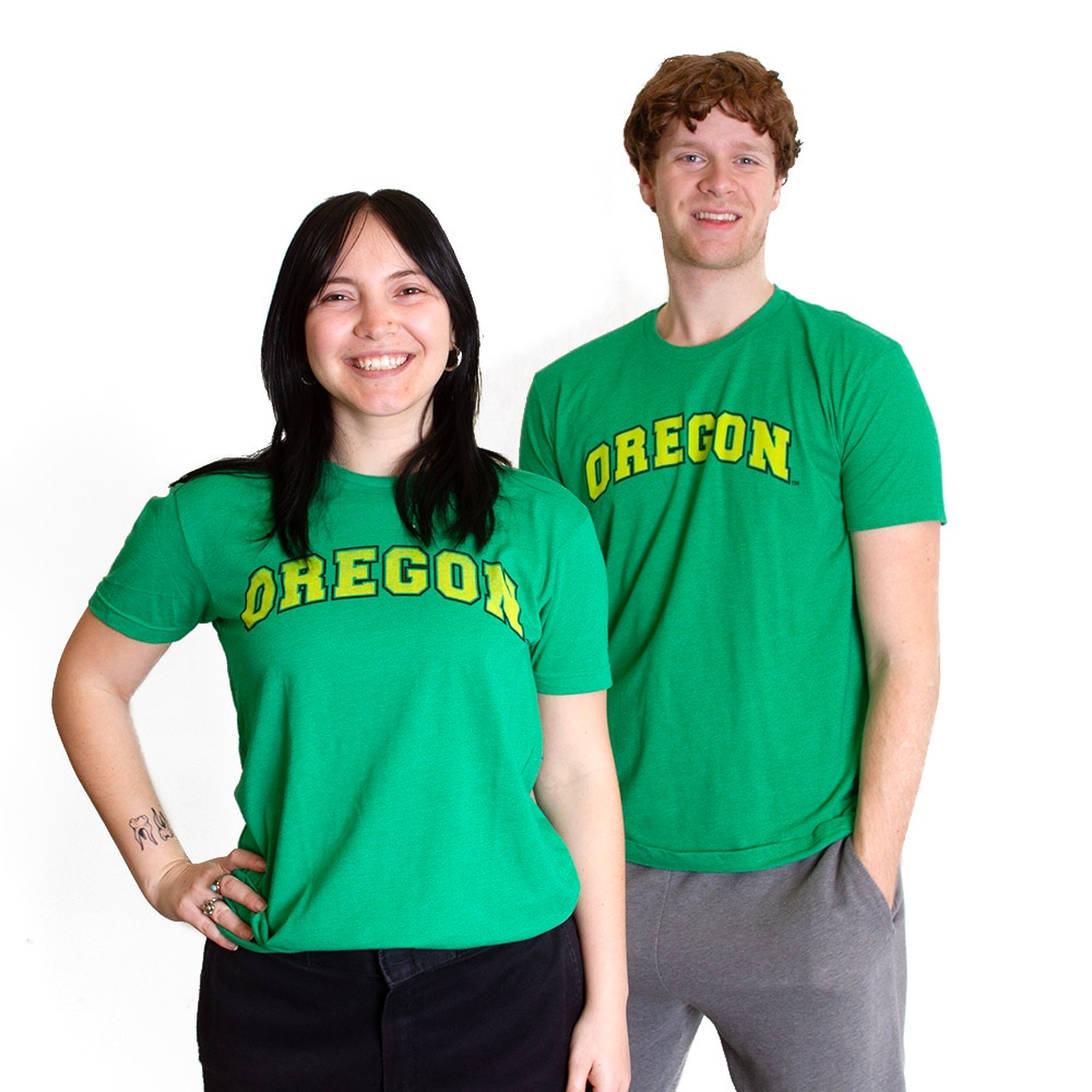 Arched Oregon, McKenzie SewOn, Green, Crew Neck, Men, Unisex, T-Shirt, 649437